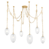 Lockwood 6 Light Swag Chandelier, Vintage Brass and Frosted Glass