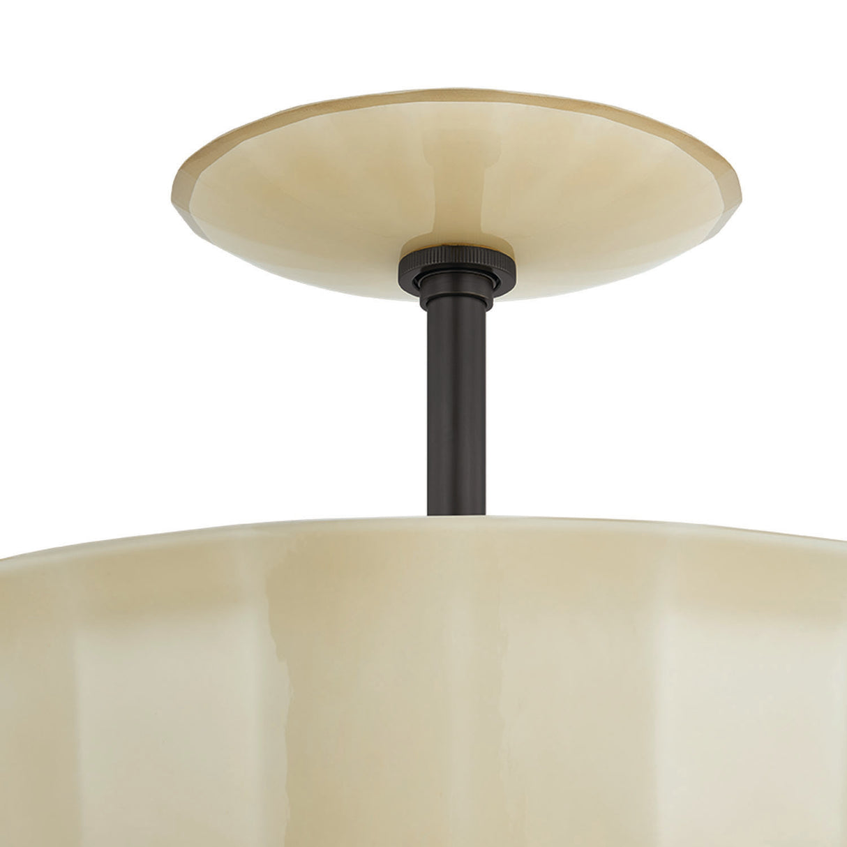 Cortland Semi-Flush 14", Champagne Glass and Distressed Bronze