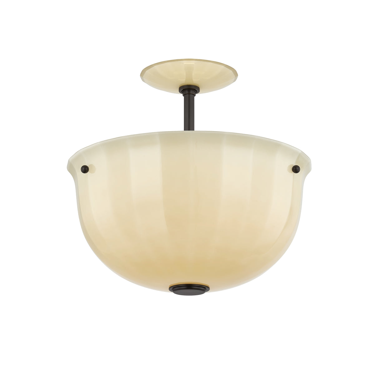 Cortland Semi-Flush 14", Champagne Glass and Distressed Bronze