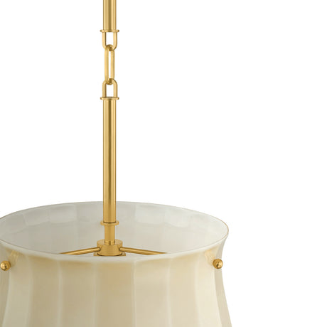 Cortland Medium Pendant 14", Champagne Glass and Aged Brass