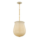 Cortland Medium Pendant 14", Champagne Glass and Aged Brass