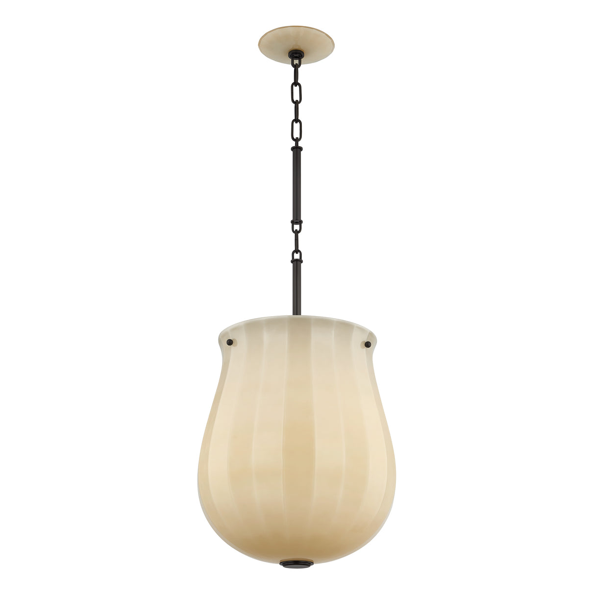 Cortland Medium Pendant 14", Champagne Glass and Distressed Bronze