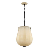 Cortland Medium Pendant 14", Champagne Glass and Distressed Bronze