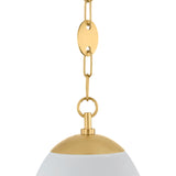 Kelton Small Pendant 8", Cloud Glass and Aged Brass