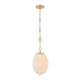 Kelton Small Pendant 8", Cloud Glass and Aged Brass