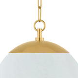 Kelton Medium Pendant 12", Cloud Glass and Aged Brass
