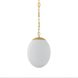 Kelton Medium Pendant 12", Cloud Glass and Aged Brass