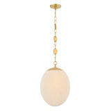 Kelton Medium Pendant 12", Cloud Glass and Aged Brass