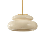 Ellsworth Pendant 16", Taupe Crackle Ceramic and Aged Brass