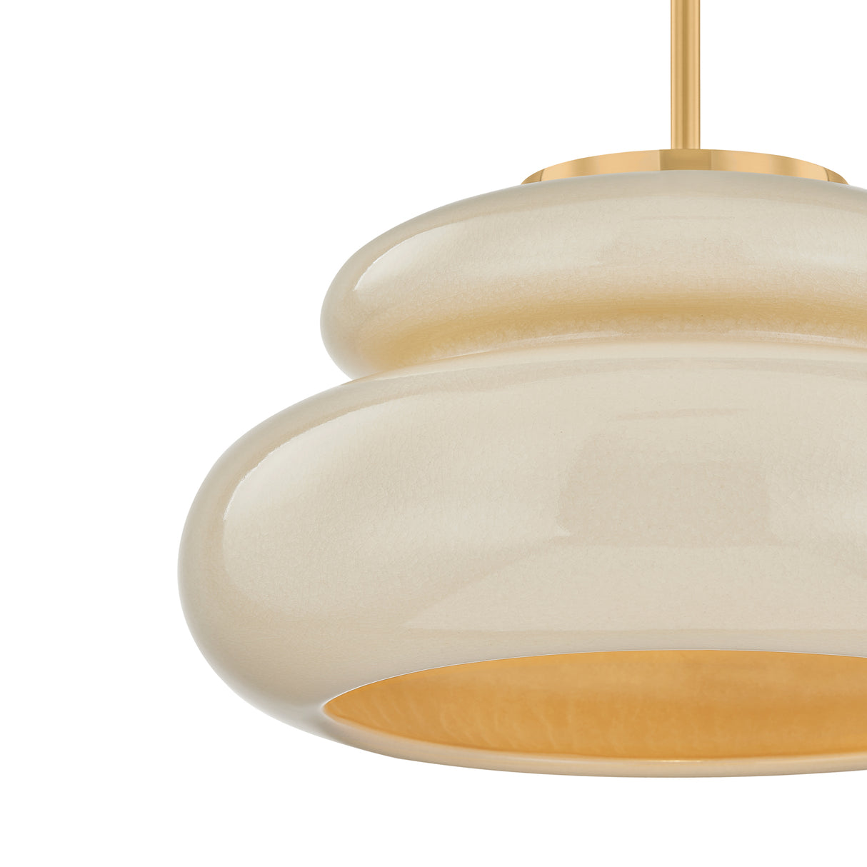 Ellsworth Pendant 16", Taupe Crackle Ceramic and Aged Brass