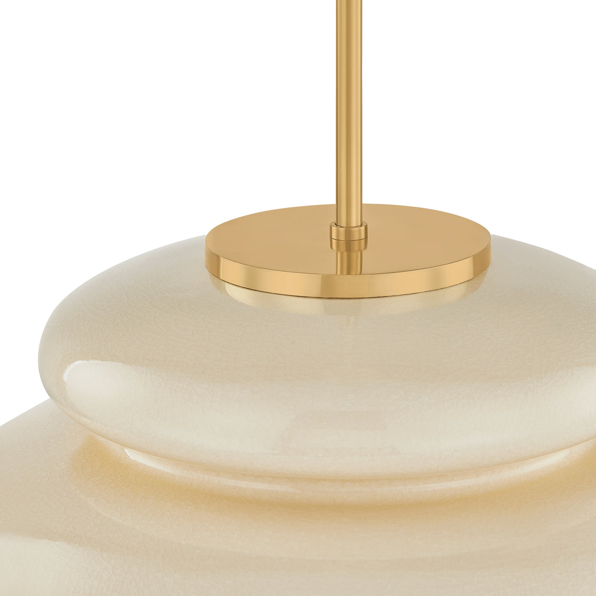 Ellsworth Pendant 16", Taupe Crackle Ceramic and Aged Brass