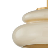 Ellsworth Pendant 16", Taupe Crackle Ceramic and Aged Brass