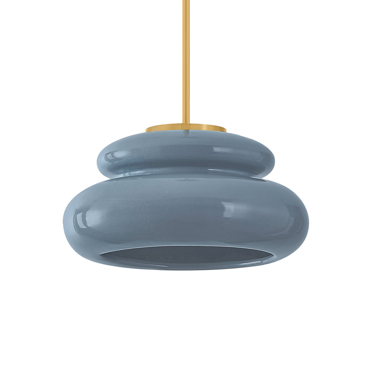 Ellsworth Pendant 16", Blue Crackle Ceramic and Aged Brass