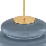 Ellsworth Pendant 16", Blue Crackle Ceramic and Aged Brass