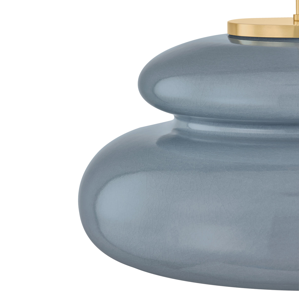Ellsworth Pendant 16", Blue Crackle Ceramic and Aged Brass