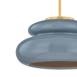 Ellsworth Pendant 16", Blue Crackle Ceramic and Aged Brass