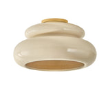 Ellsworth Semi-Flush 16", Taupe Crackle Ceramic and Aged Brass