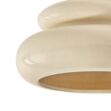 Ellsworth Semi-Flush 16", Taupe Crackle Ceramic and Aged Brass