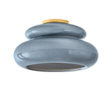 Ellsworth Semi-Flush 16", Blue Crackle Ceramic and Aged Brass