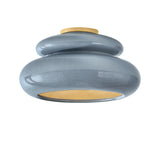 Ellsworth Semi-Flush 16", Blue Crackle Ceramic and Aged Brass