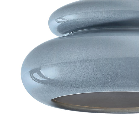 Ellsworth Semi-Flush 16", Blue Crackle Ceramic and Aged Brass