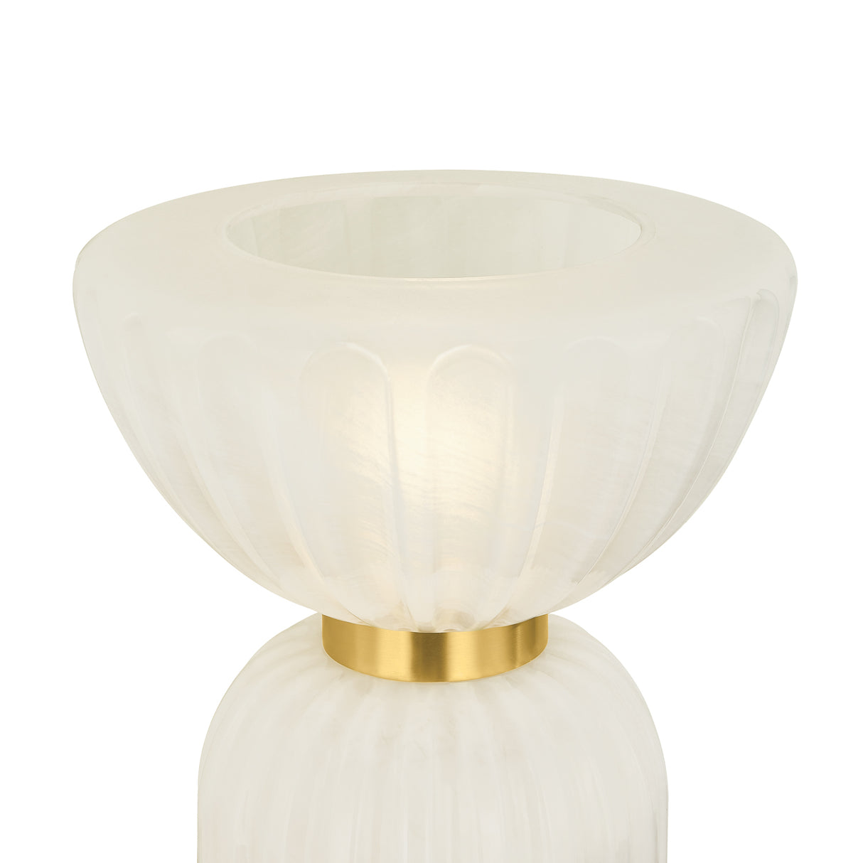 Dorset Table Lamp 17", Fluted Cloud Glass and Aged Brass