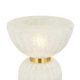 Dorset Table Lamp 17", Fluted Cloud Glass and Aged Brass