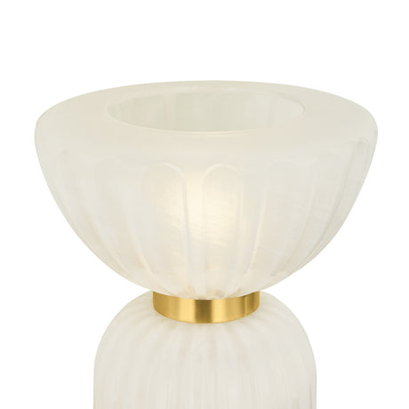 Dorset Table Lamp 17", Fluted Cloud Glass and Aged Brass