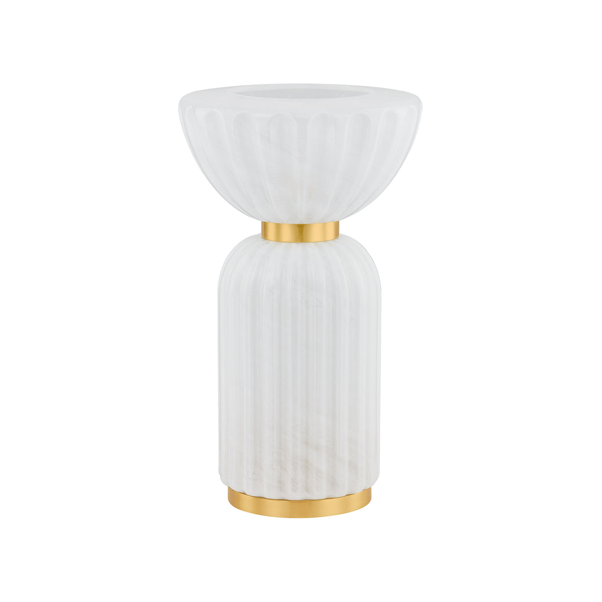 Dorset Table Lamp 17", Fluted Cloud Glass and Aged Brass