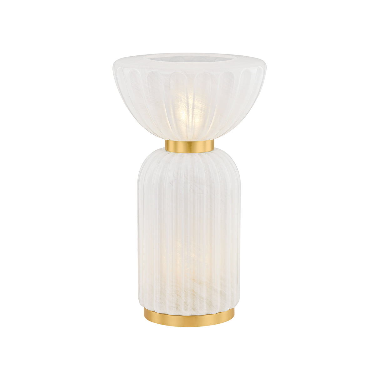 Dorset Table Lamp 17", Fluted Cloud Glass and Aged Brass