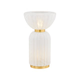 Dorset Table Lamp 17", Fluted Cloud Glass and Aged Brass