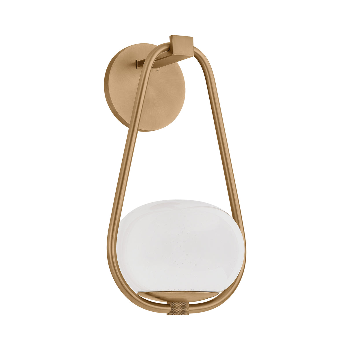 Fenton Wall Sconce 14", Patina Brass and Seeded Cloud Glass
