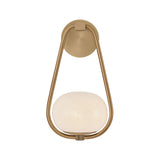 Fenton Wall Sconce 14", Patina Brass and Seeded Cloud Glass