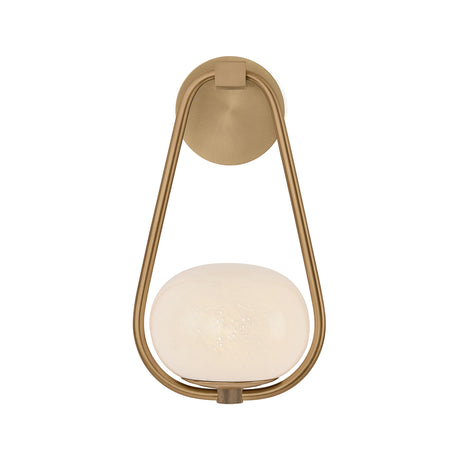 Fenton Wall Sconce 14", Patina Brass and Seeded Cloud Glass