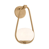 Fenton Wall Sconce 14", Patina Brass and Seeded Cloud Glass
