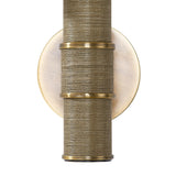 Hargrove Wall Sconce 13", Patina Brass and Grasscloth