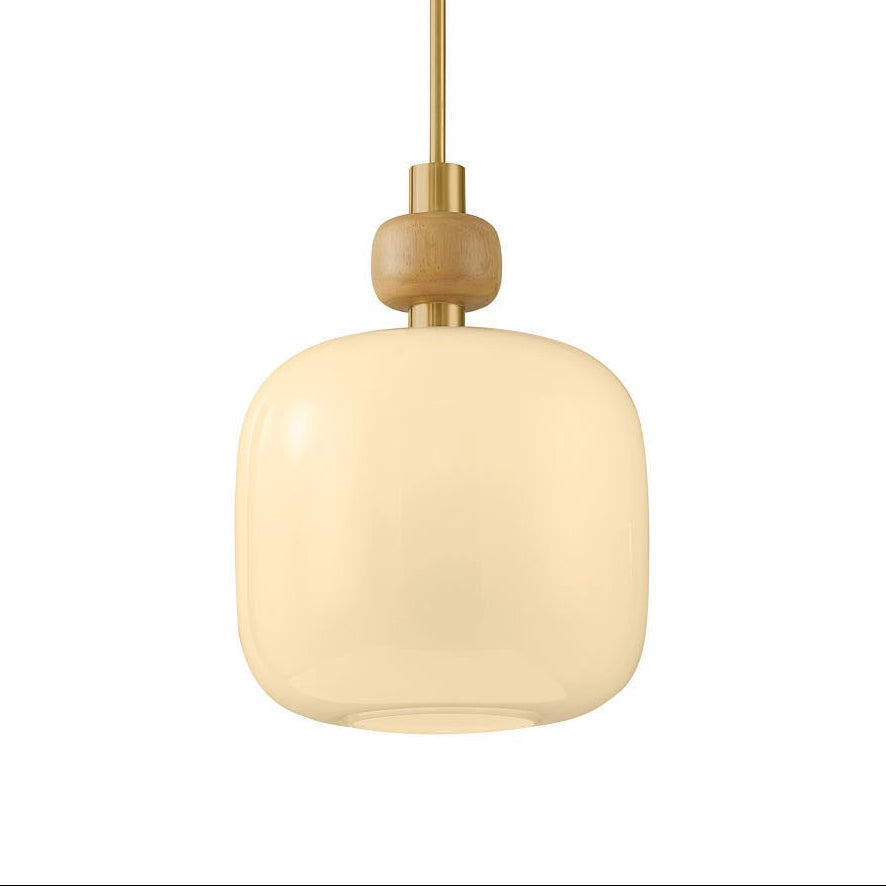 Norden Medium Pendant 16", Aged Brass and Milk Glass