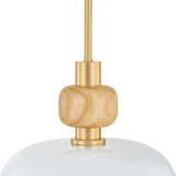 Norden Medium Pendant 16", Aged Brass and Milk Glass
