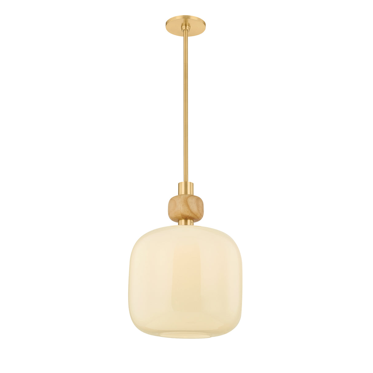 Norden Medium Pendant 16", Aged Brass and Milk Glass