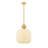 Norden Medium Pendant 16", Aged Brass and Milk Glass