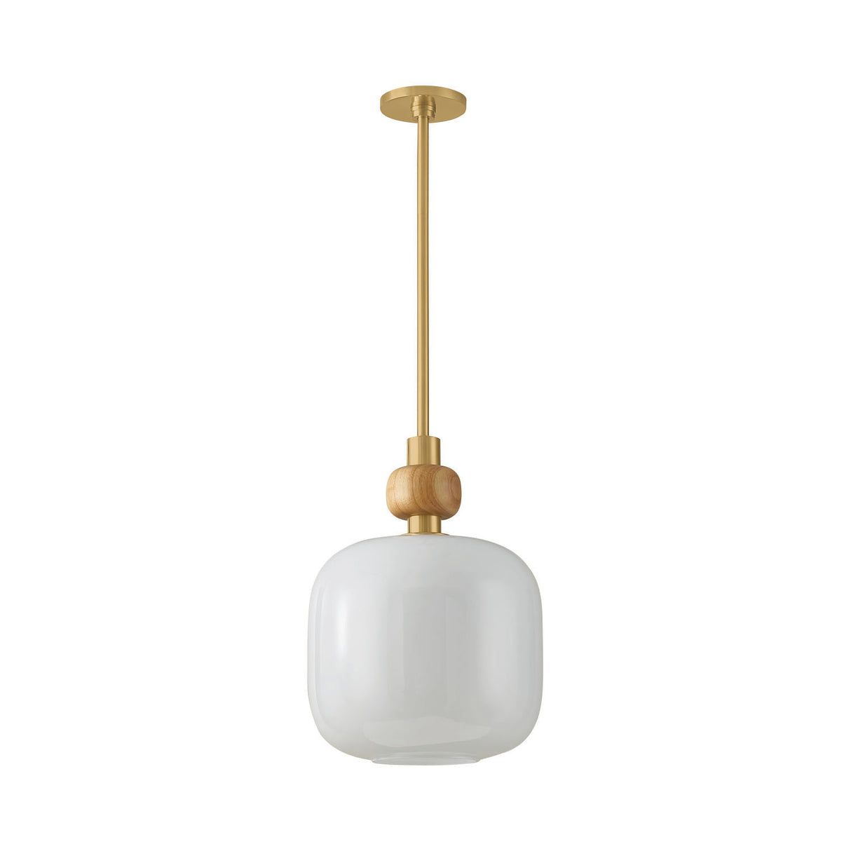 Norden Small Pendant 12", Aged Brass and Milk Glass