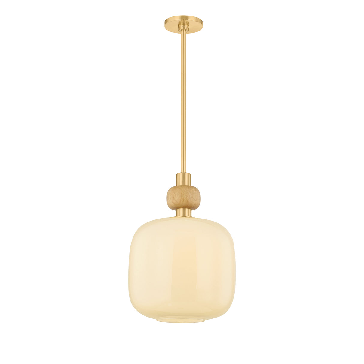 Norden Small Pendant 12", Aged Brass and Milk Glass