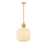 Norden Small Pendant 12", Aged Brass and Milk Glass