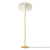 Kingsley Floor Lamp 64", Aged Brass and Ivory Boucle