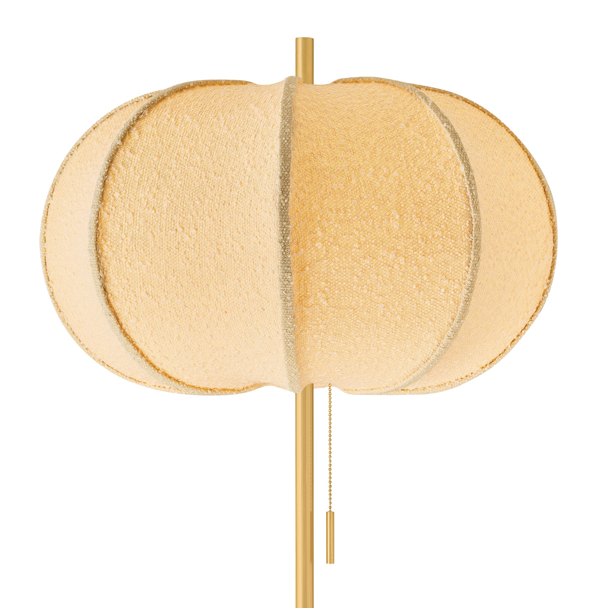 Kingsley Floor Lamp 64", Aged Brass and Ivory Boucle