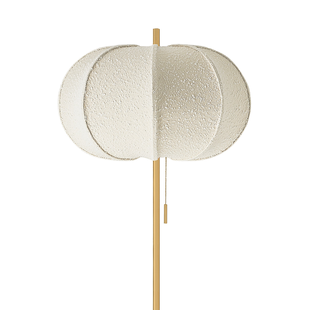Kingsley Floor Lamp 64", Aged Brass and Ivory Boucle