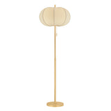 Kingsley Floor Lamp 64", Aged Brass and Ivory Boucle