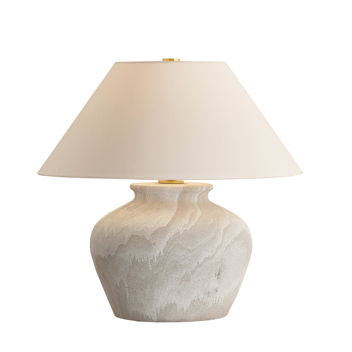 Kensington Table Lamp 24", Sand Ceramic and Aged Brass