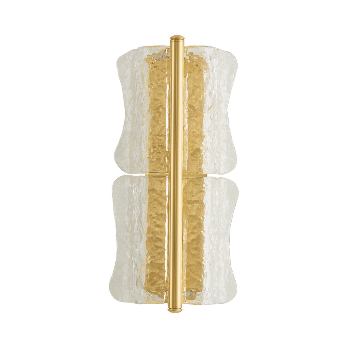 Bristolia 2 Light Wall Sconce 19", Aged Brass and Clear Piastra Glass