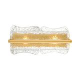 Bristolia 2 Light Wall Sconce 19", Aged Brass and Clear Piastra Glass